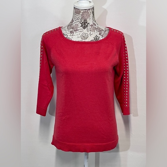 COPY - CARMEN MARC VALVO Poppy red 3/4 sleeve top size‎ M - Picture 4 of 12